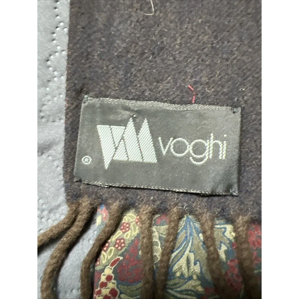 Voghi VTG 100% Silk & Wool Paisley Green Reversible Scarf Made in Italy Fringe